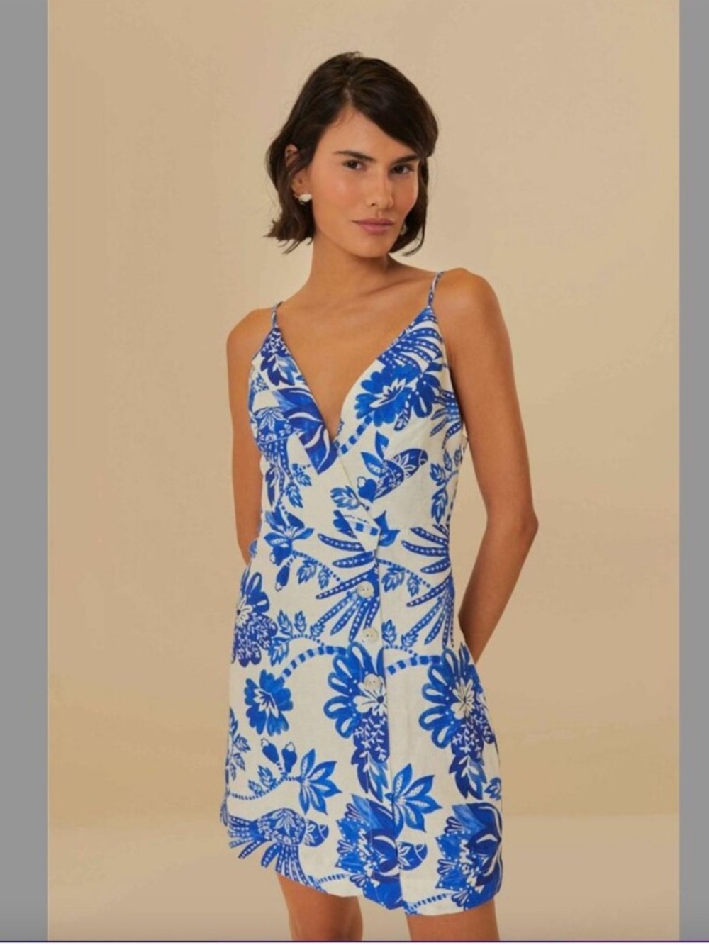 Farm rio off white floral birds euroflax mini dress